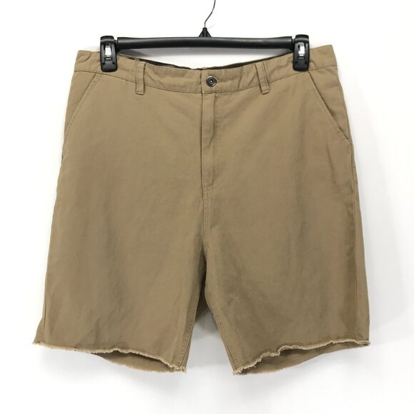 NEW Sovereign Code Raw Hem Shorts Men's Large Tan 100% Cotton Casual Summer - Picture 1 of 10